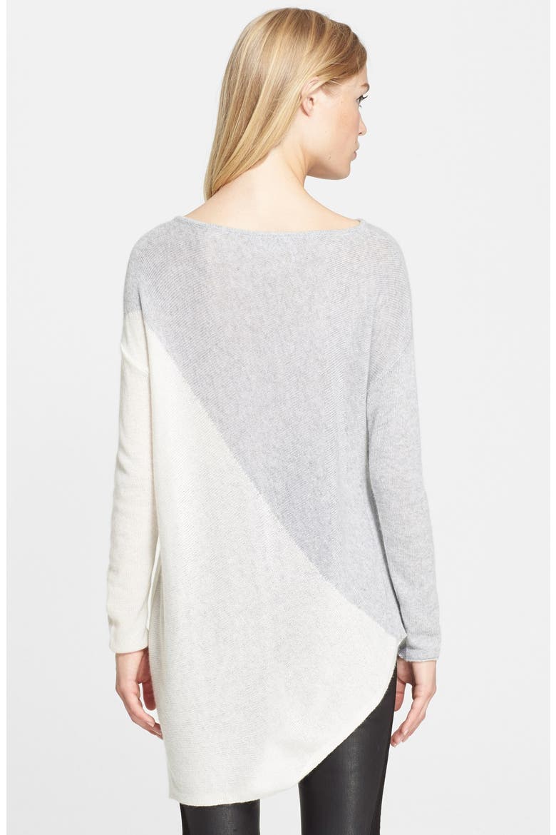 Asymmetrical Wool Blend Sweater, Alternate, color, GREY/ CREAM