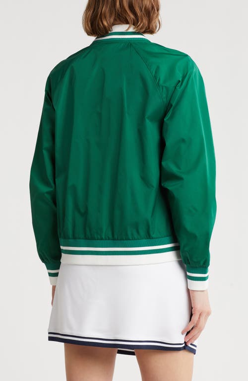 Nanette Lepore Play Rib Trim Bomber Jacket In Verdant Green/bright White