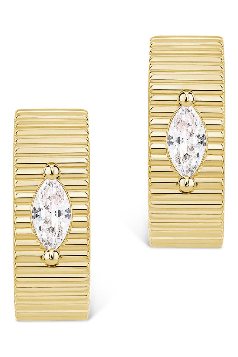 Ribbed Cubic Zirconia Statement Hoop Earrings, Alternate, color, GOLD