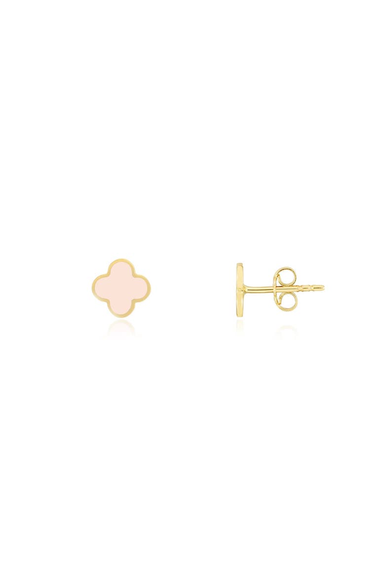 Mini Pink Pearl Clover Stud Earrings, Main, color, Pink Pearl