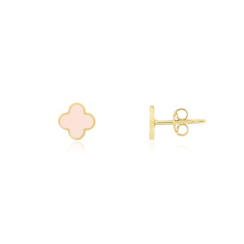 Mini Pink Pearl Clover Stud Earrings