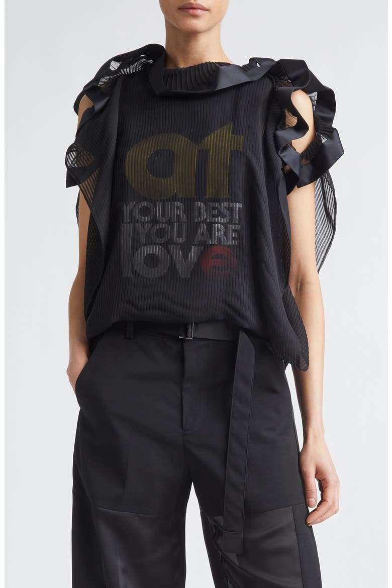 At Your Best, You Are Love Mixed Media Top, Main, color, BLACK