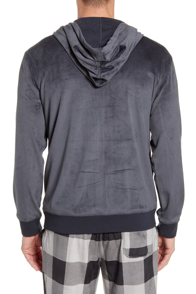 Velvet Zip Hoodie, Alternate, color, BLACK