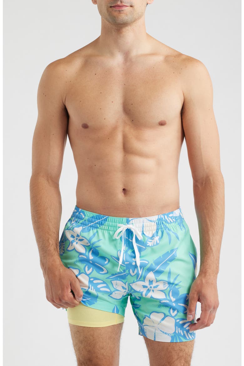 The Baja Breezies 5.5 Classic Lined Swim Trunks, Alternate, color, TEAL - PATTERN BASED