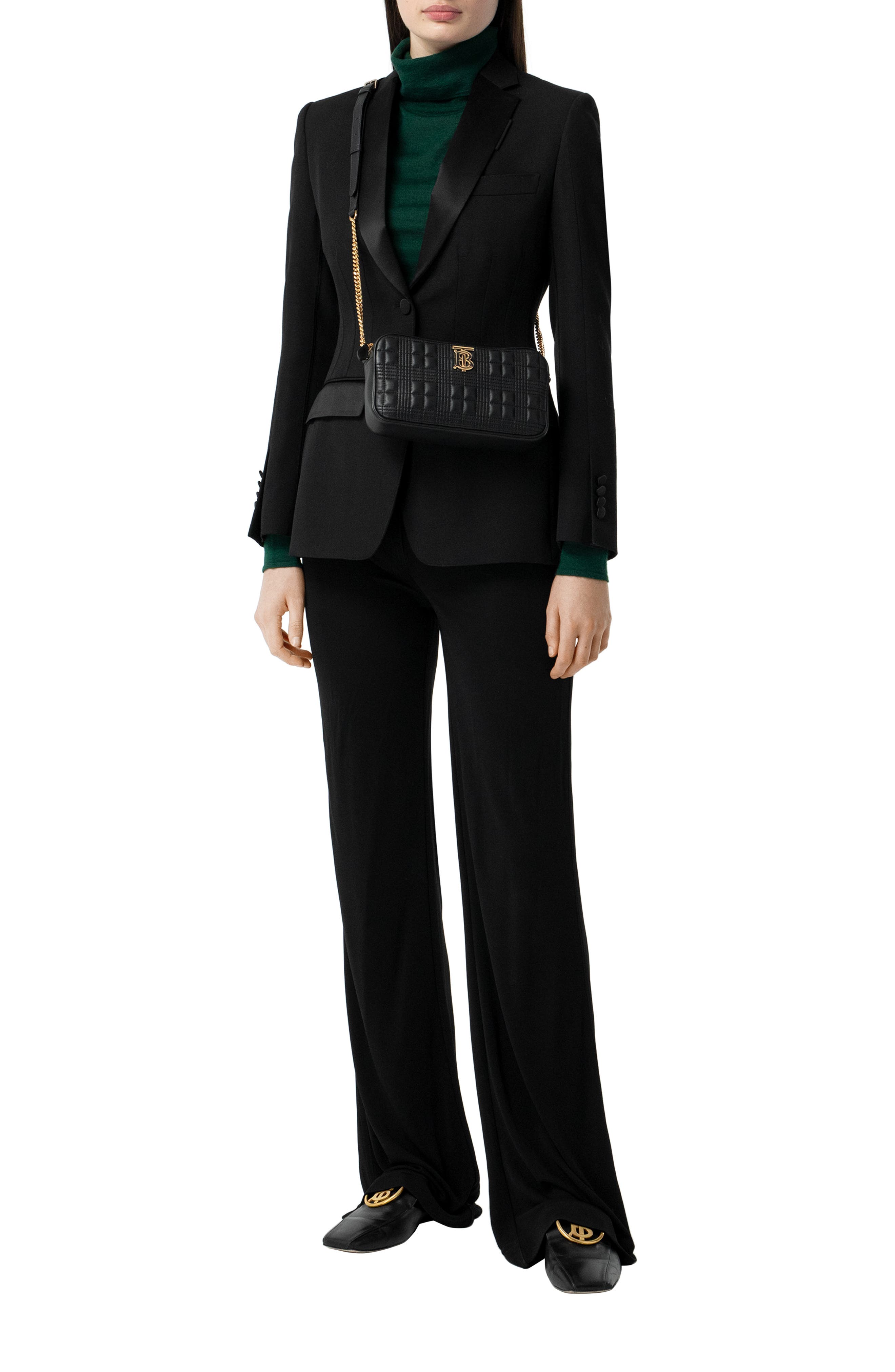 Burberry TB Quilted Check Leather Camera Crossbody Bag, Alternate, color, 