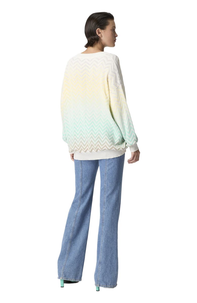 Missoni Chevron Dégradé Cotton And Viscose V-neck Sweater, Alternate, color, Light Blue& Yellow