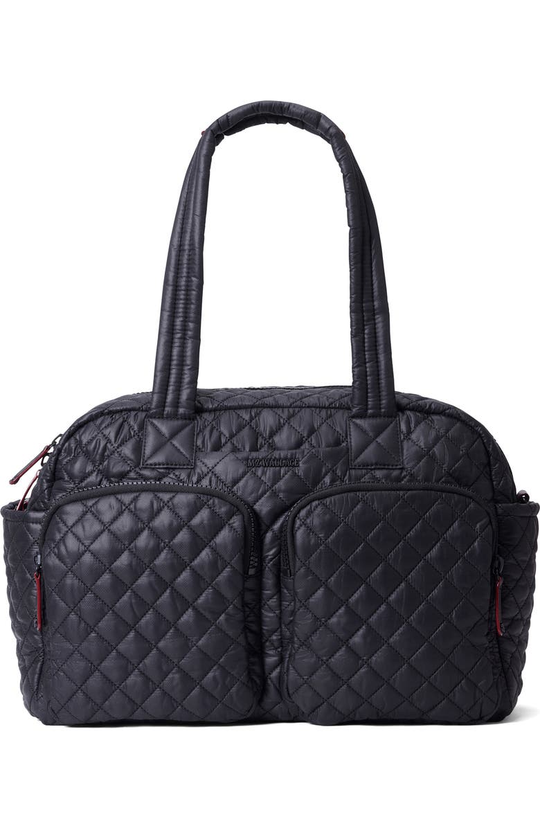 MZ Wallace Nik Quilted Nylon Duffle Bag, Main, color, Black