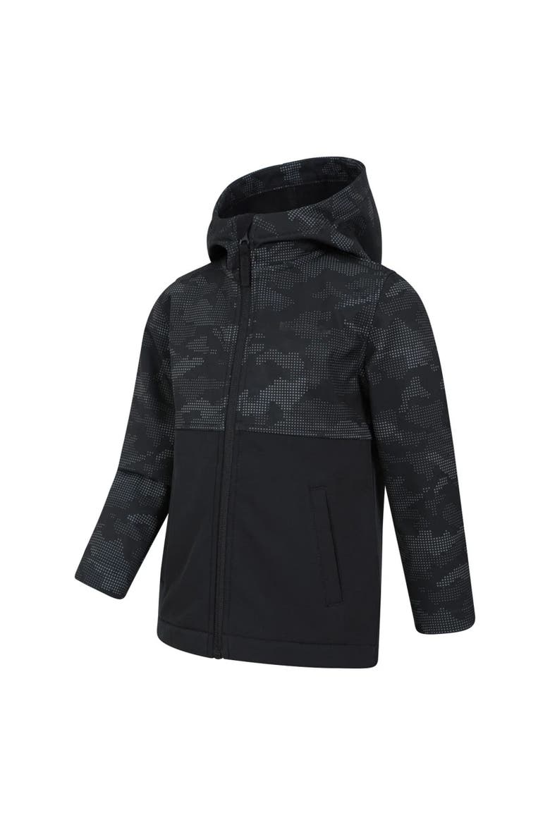 Childrens/Kids Exodus Camouflage Soft Shell Jacket, Alternate, color, Black