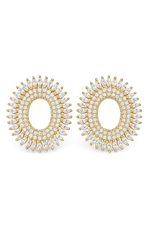 Gemstone Statement Stud Earrings