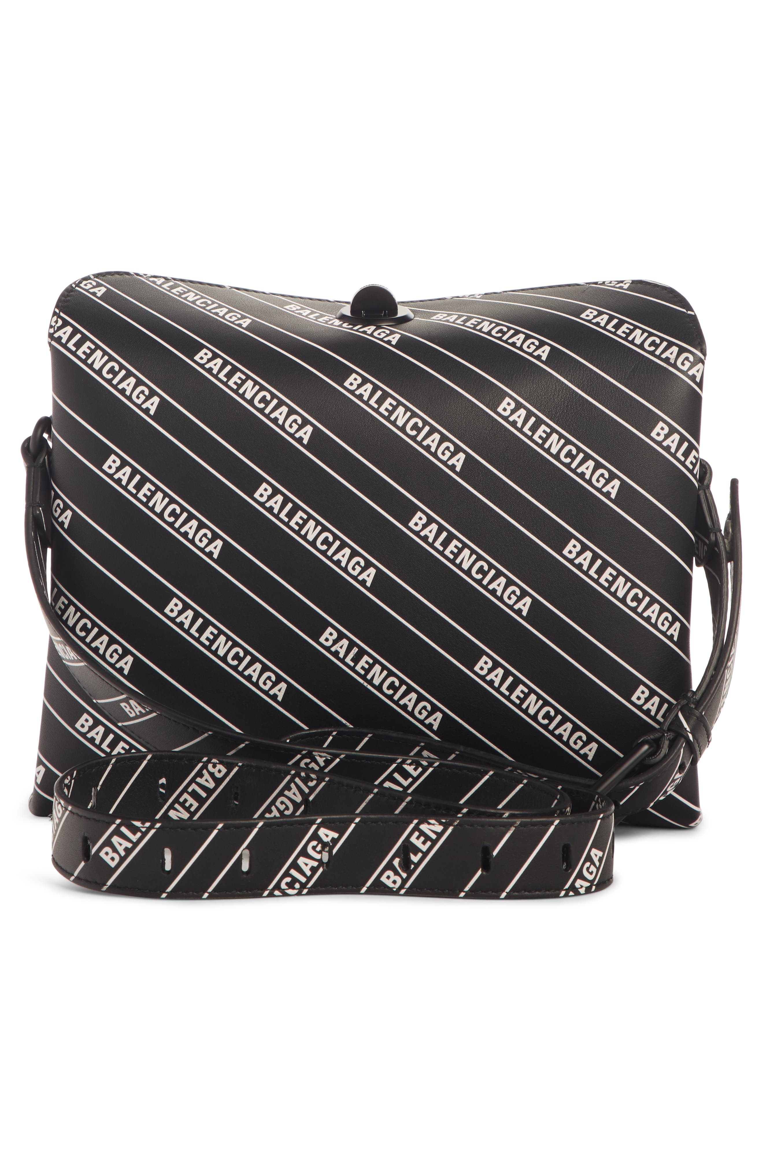 Balenciaga Logo Calfskin Leather Crossbody Bag, Alternate, color, 