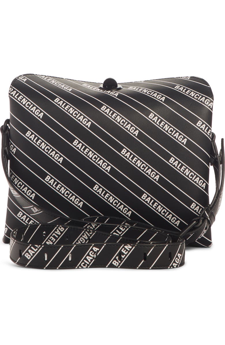 Balenciaga Logo Calfskin Leather Crossbody Bag, Alternate, color,