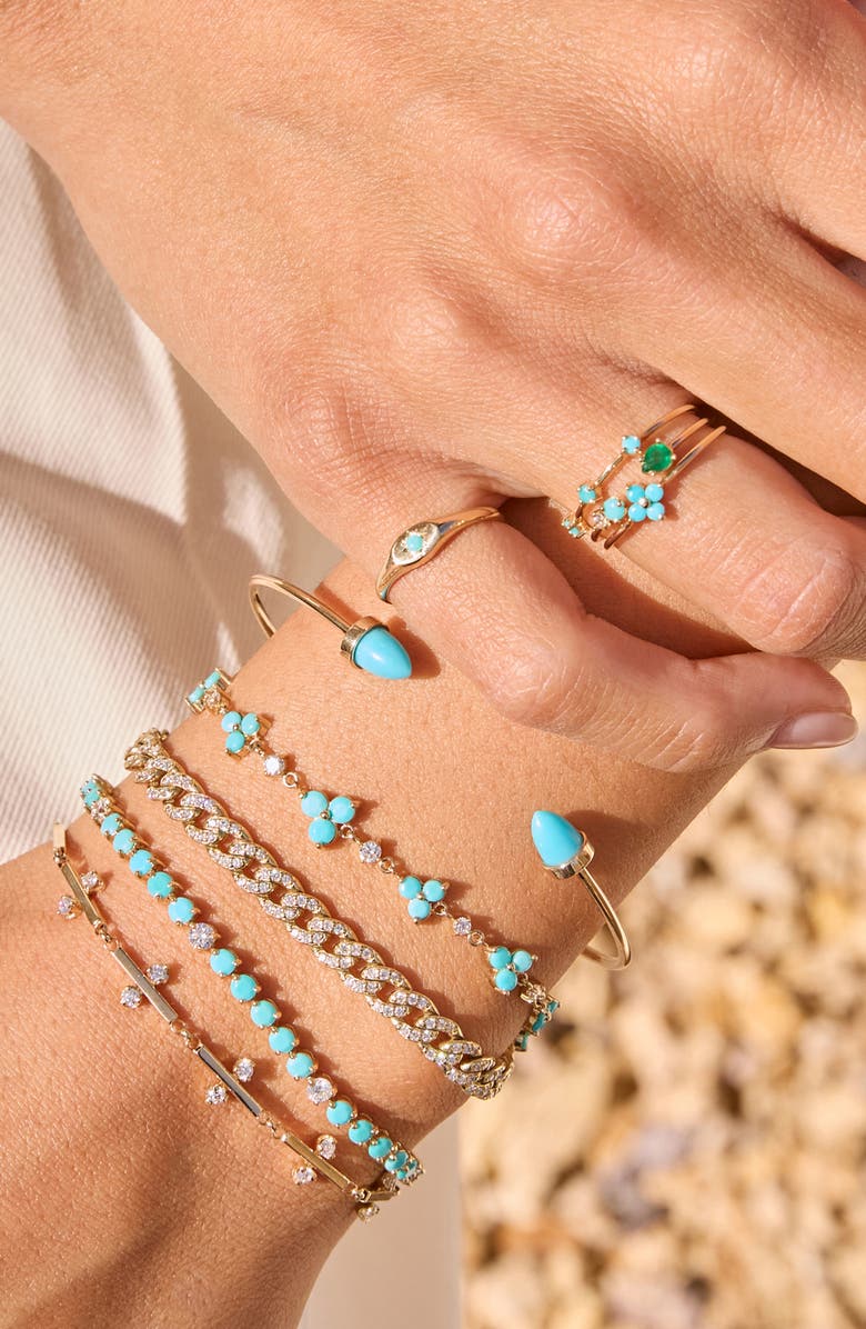 Zoë Chicco 14K Gold Turquoise Signet Ring, Alternate, color, 14K Yellow Gold / Turquoise