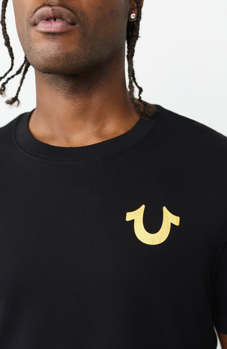 True Religion Marker Script Buddha Graphic T-Shirt, Alternate, color, Jet Black