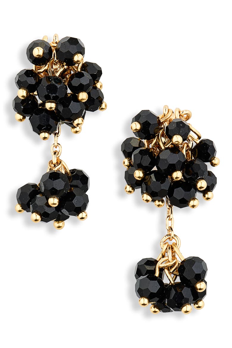 Bead Cluster Earrings, Main, color, JET BLACK