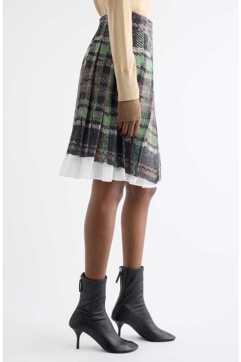 Ilona Plaid Print Pleated Skirt, Alternate, color, GREEN/ GREY