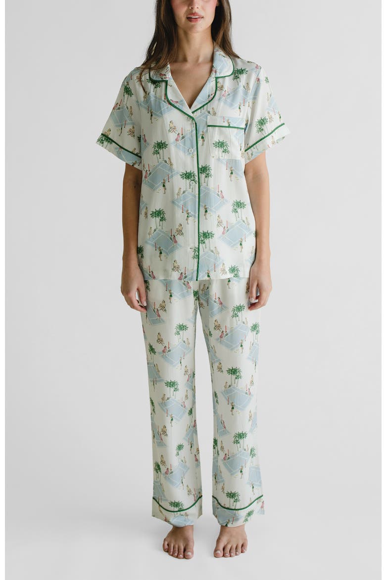 Palm Courts Pajama Shorts Set, Alternate, color, Blue
