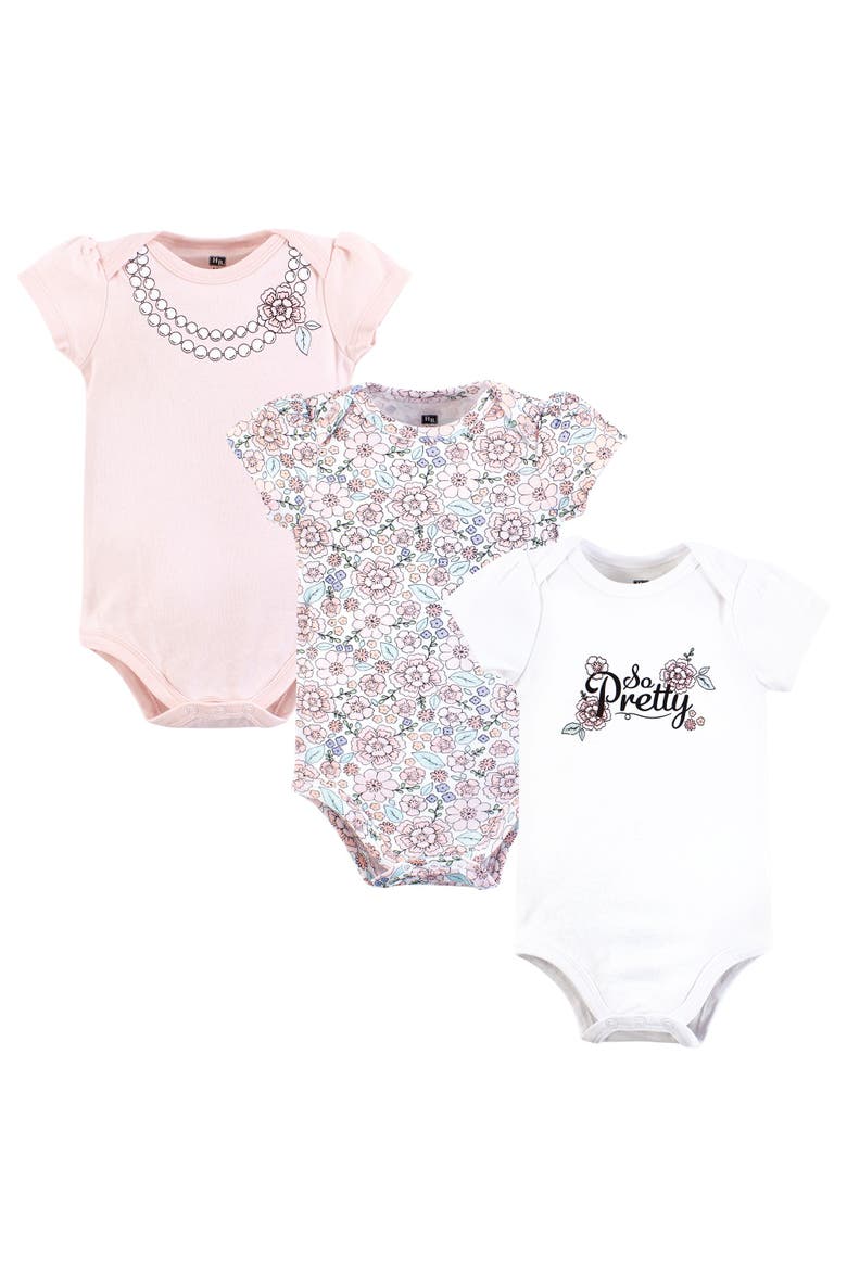 Essential Three-Piece Set of Cotton Bodysuits, Main, color, So Pretty Flower