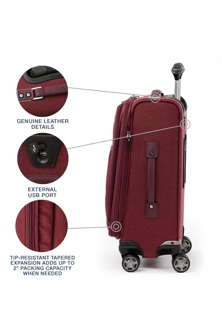 Platinum Elite Softside Expandable 21" Carry On Spinner Luggage, Alternate, color, Bordeaux Red