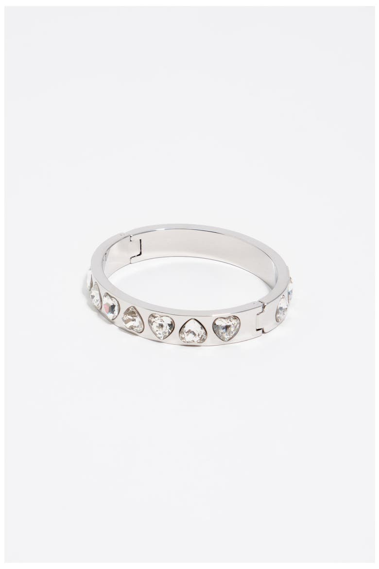 Heart Crystal Bracelet, Main, color, DARK SILVER