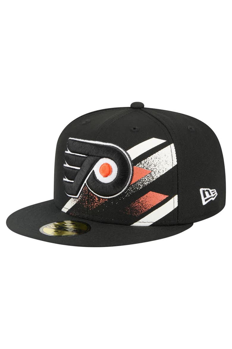 Men's New Era Black Philadelphia Flyers Faded Lines 59FIFTY Fitted Hat, Main, color, Black