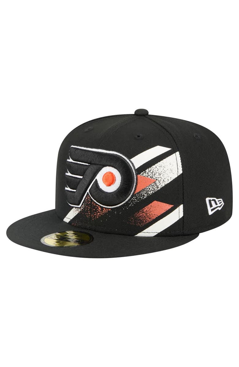 New Era Men's New Era Black Philadelphia Flyers Faded Lines 59FIFTY Fitted Hat, Main, color, Black