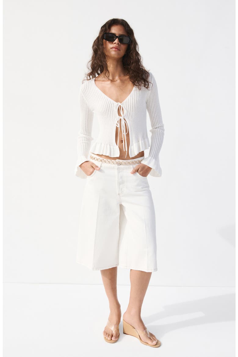 Front Tie Cardigan, Alternate, color, ECRU