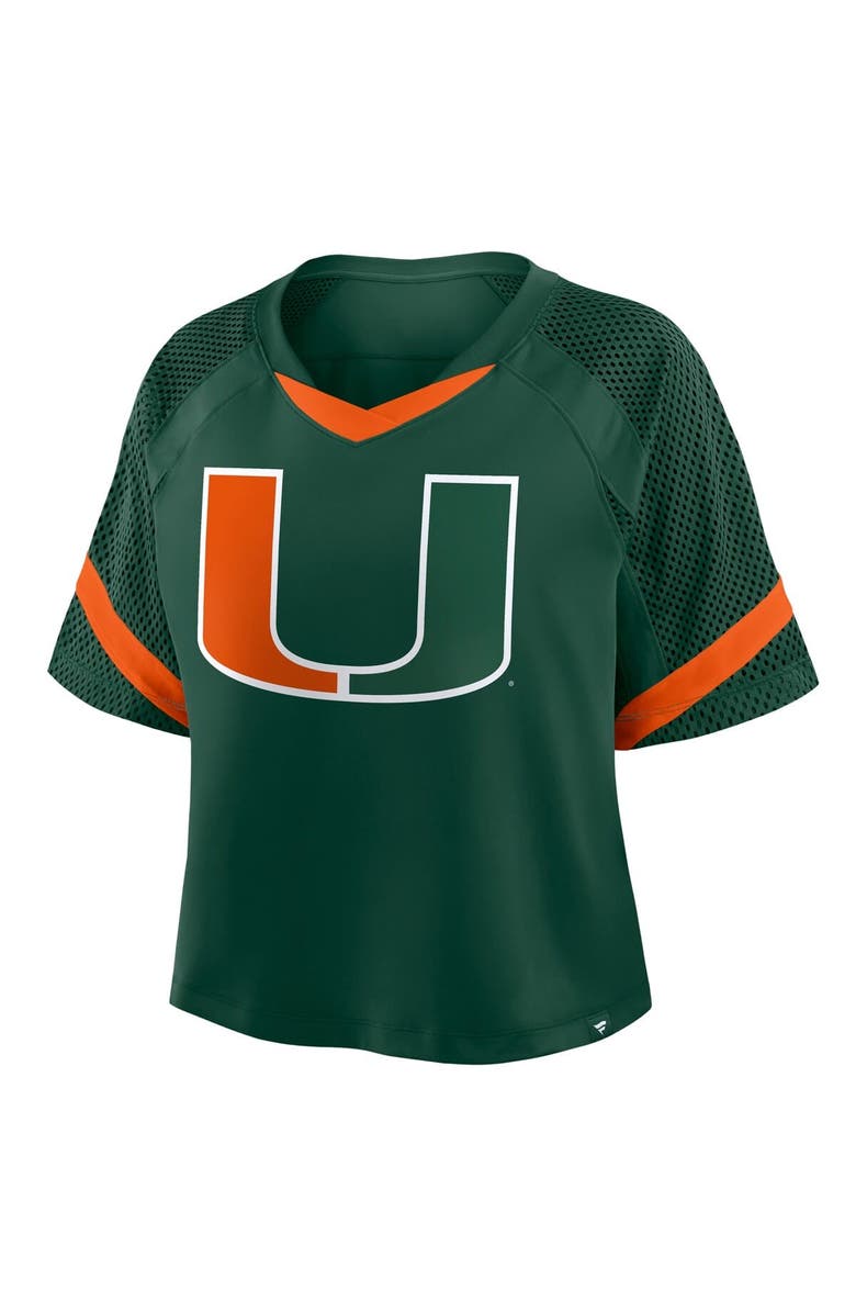 FANATICS Women's Fanatics Green Miami Hurricanes Oversized Raglan V-Neck Fashion Jersey, Alternate, color, Green