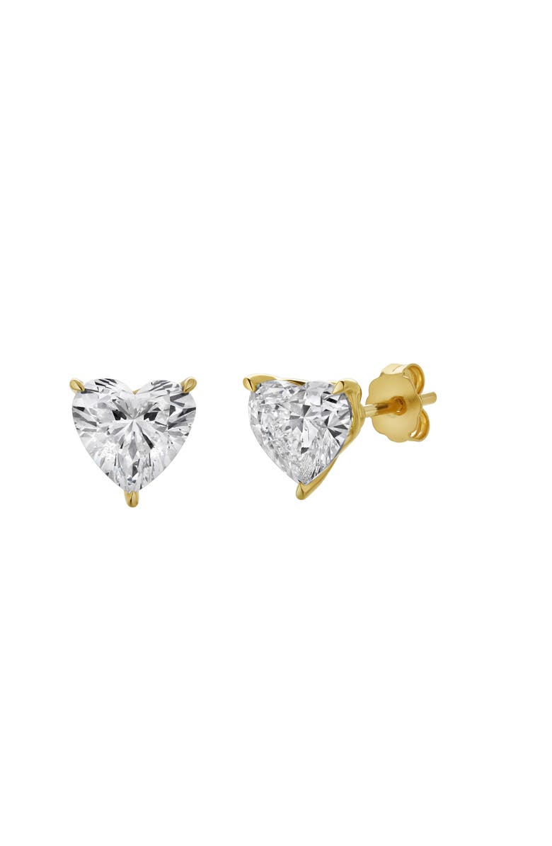 LuvMyJewelry Elaria 14K Lab Grown Heart Solitaire Diamond Earrings - 0.85 Cts, Main, color, 14K Yellow Gold