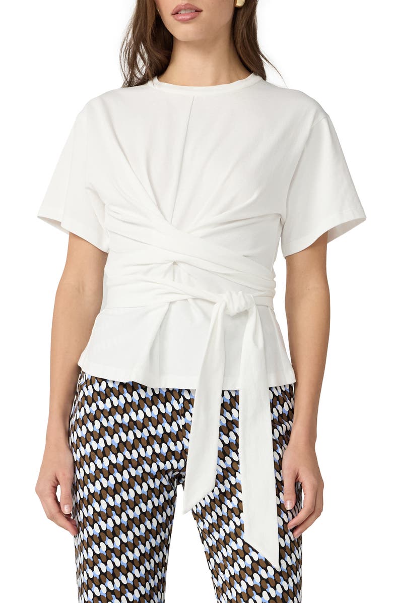 DVF Teressa Twist Tie Front T-Shirt, Main, color, White