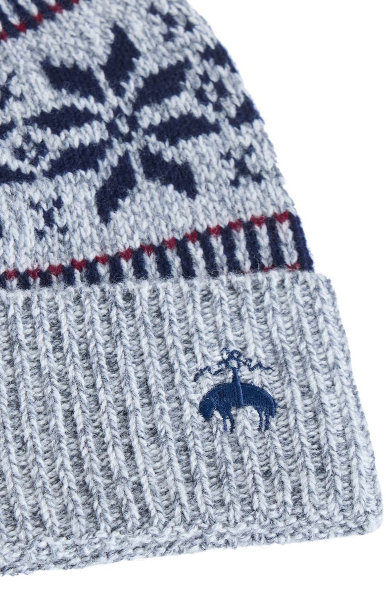 Brooks Brothers Snowflake Fairisle Wool Beanie, Alternate, color, Grey / Navy / Red