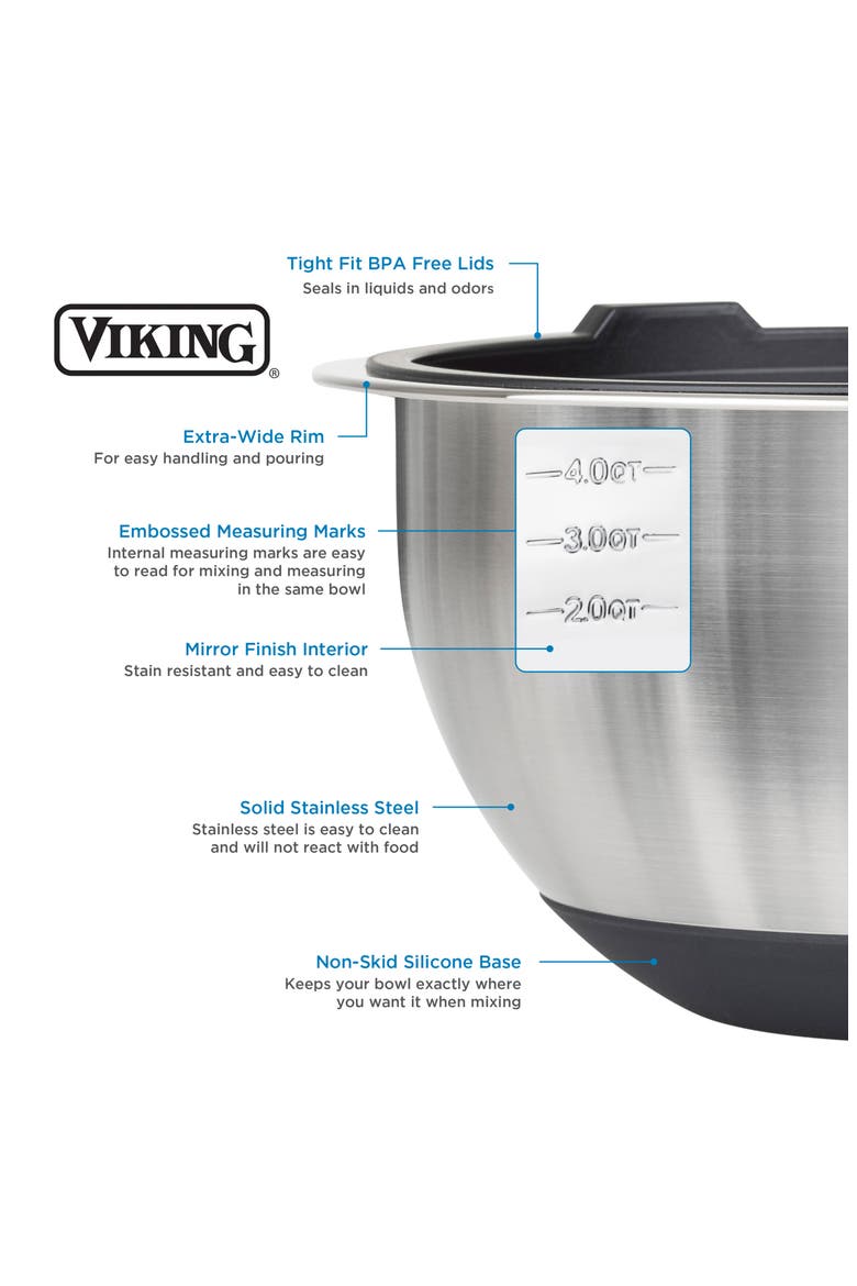 8-Piece Stainless Steel Bowls with Lids Set, Alternate, color, BLACK