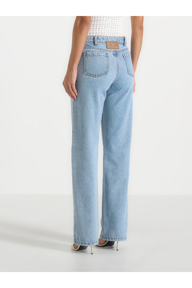 Calista Line Art Straight Leg Jeans, Alternate, color, Mid Blue