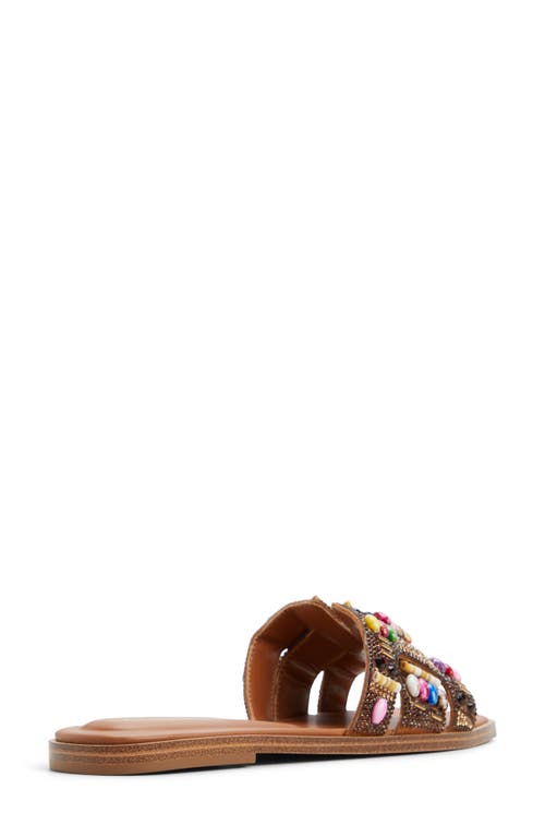 Aldo Women's Eleny Embellished Slide Flat Sandals In Brown Multi