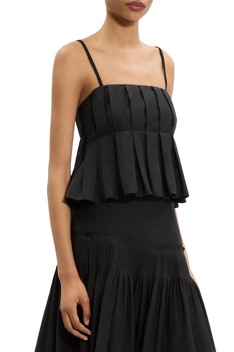 Box Pleat Babydoll Camisole, Alternate, color, BLACK