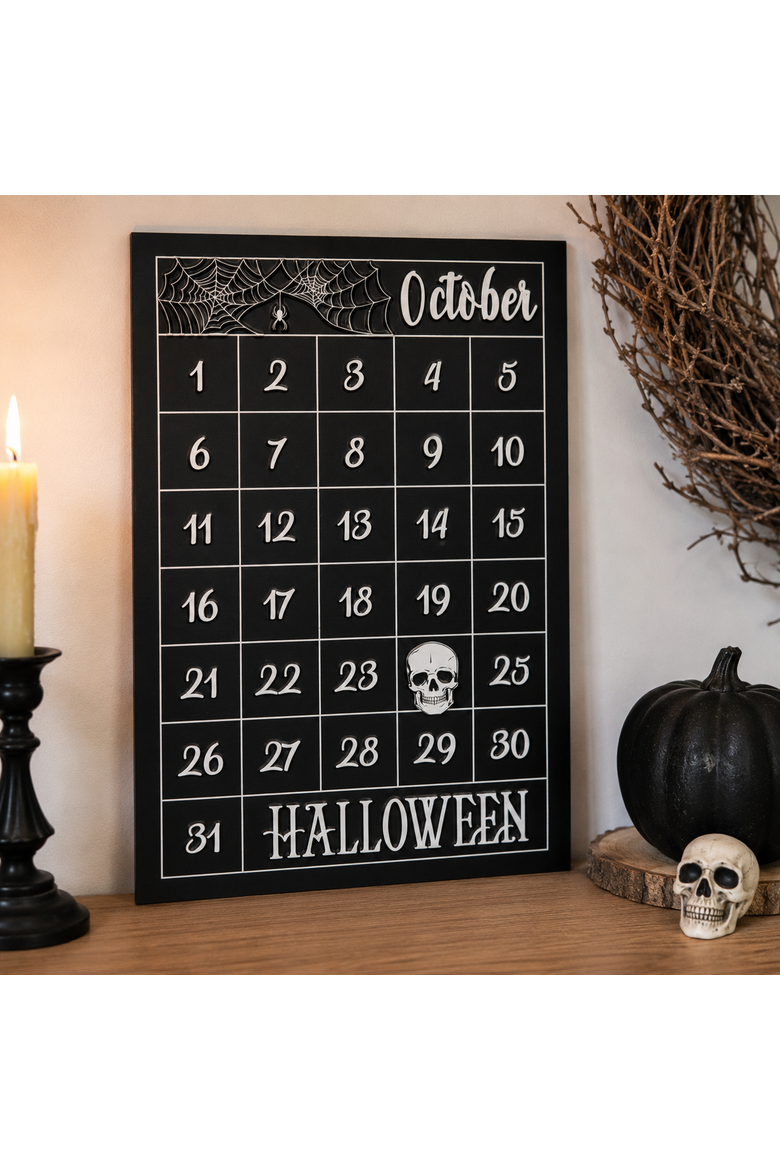 Halloween Iron Countdown Calendar 11" x 16", Alternate, color, Black