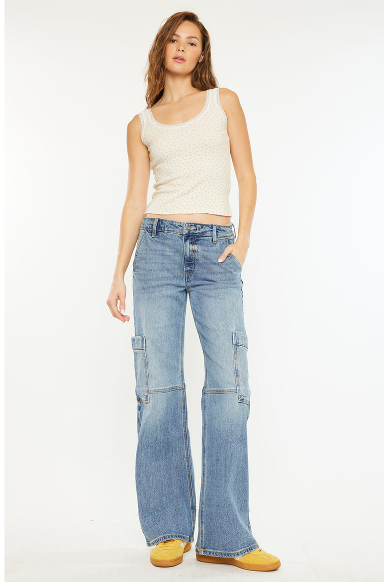Priority Low Rise X-Cargo Jeans, Alternate, color, Medium Wash