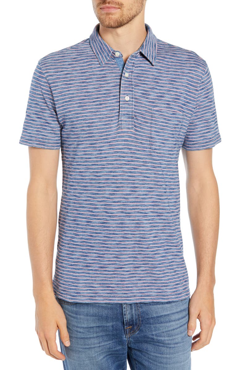 Faherty Feeder Stripe Jersey Polo, Main, color, 