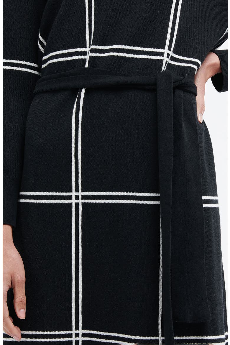 Aldora Windowpane Long Sleeve Cotton Blend Sweater Dress, Alternate, color, BLACK
