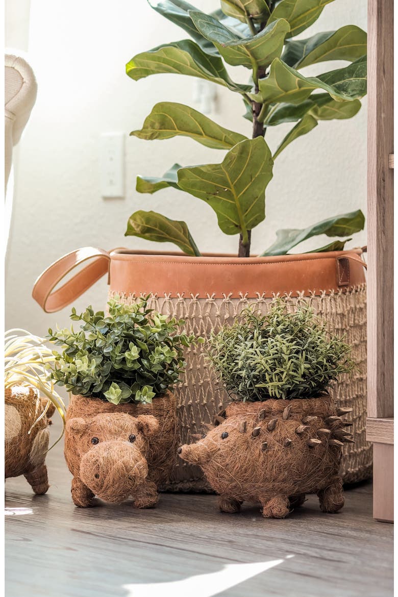 Hedgehog Handwoven Planter, Alternate, color, BROWN