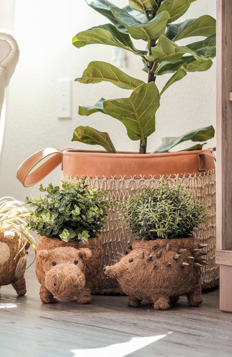 LIKHA Hedgehog Handwoven Planter, Alternate, color, Brown