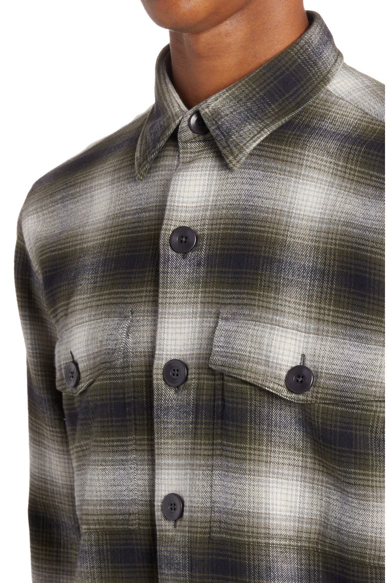 Ombré Plaid Cotton Shirt Jacket, Alternate, color, COMBO GREY