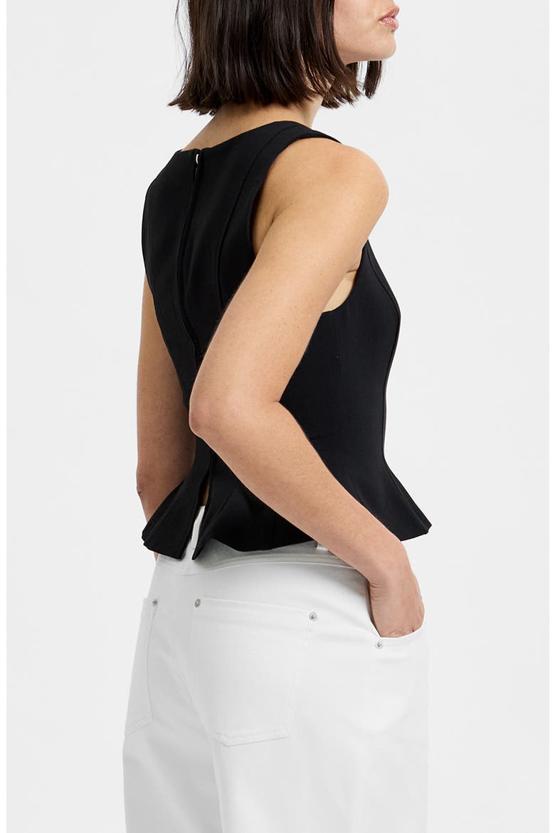 Azra Peplum Twill Tank, Alternate, color, BLACK