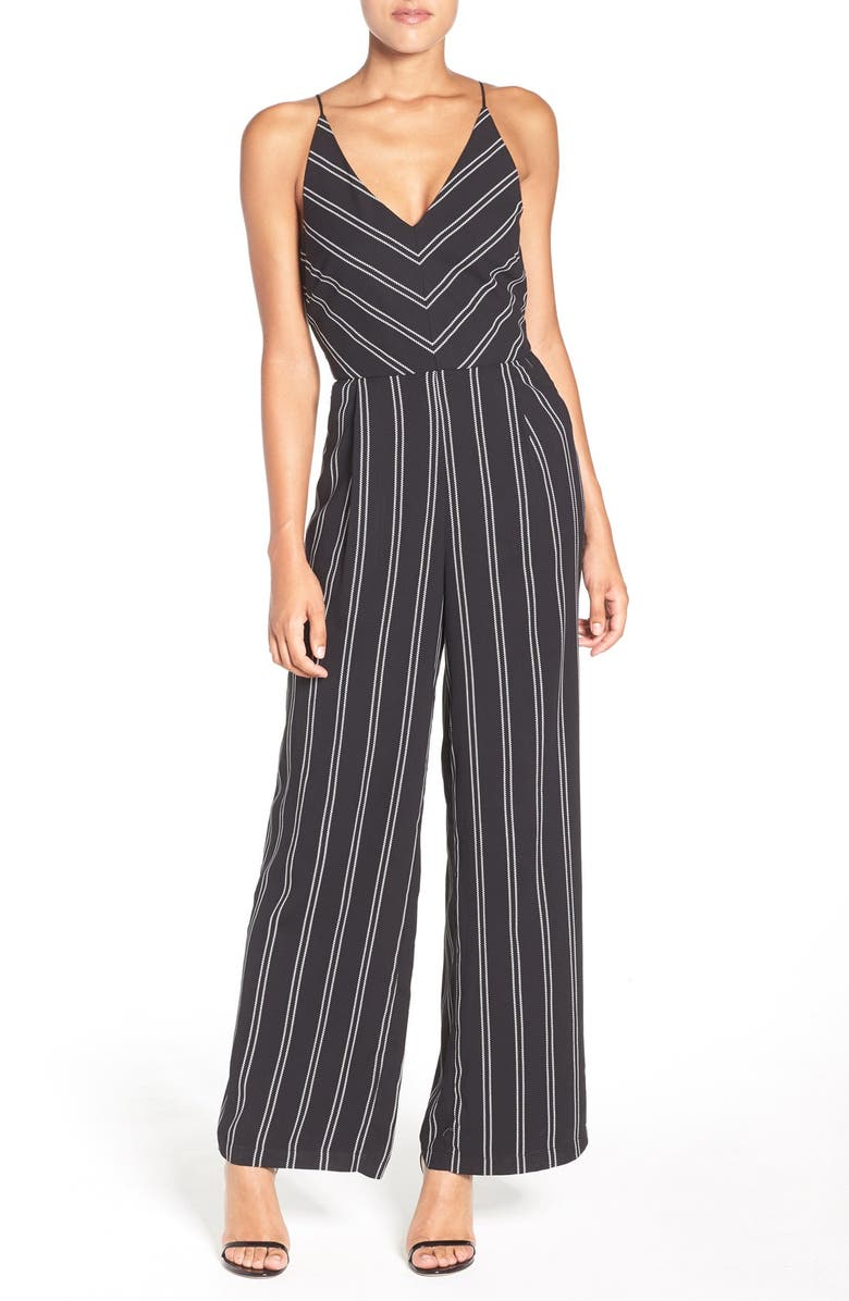 Adelyn Rae Stripe Wide Leg Jumpsuit, Main, color,