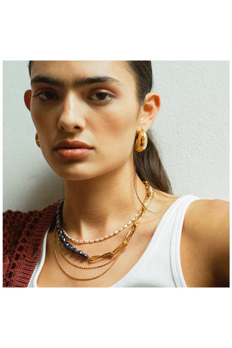 Large Ridge Dome Hoop Earrings, Alternate, color, GOLD