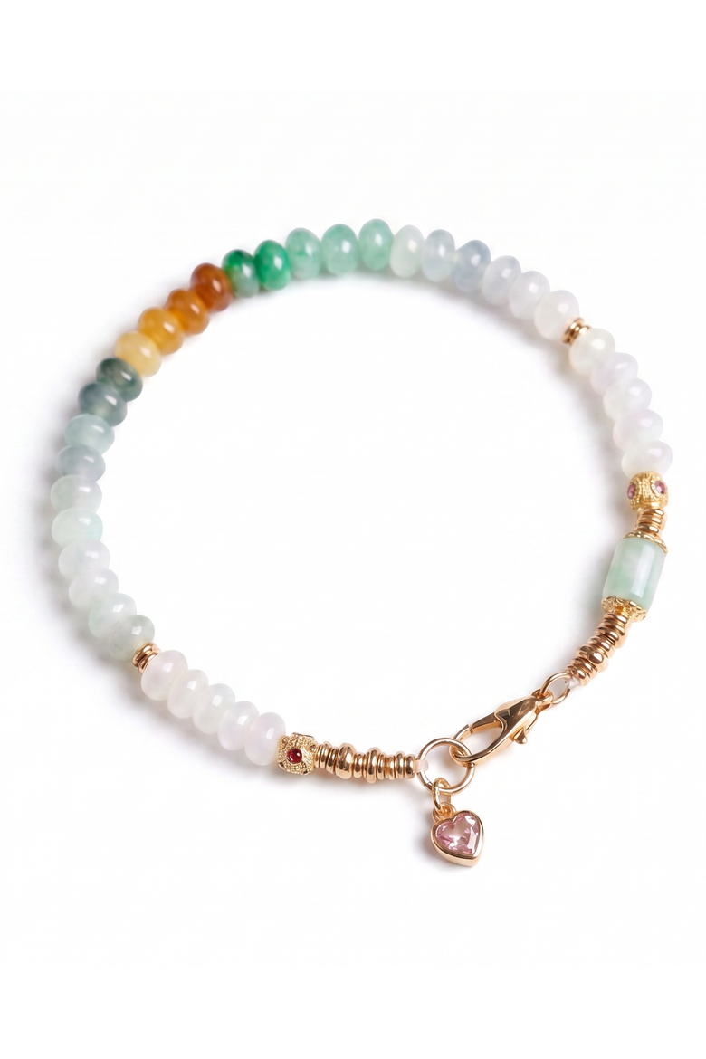 Mosaic Caila Green Jade Barrel Bead Bracelet, Main, color, White