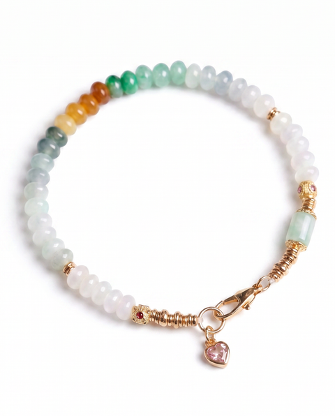 Mosaic Caila Green Jade Barrel Bead Bracelet