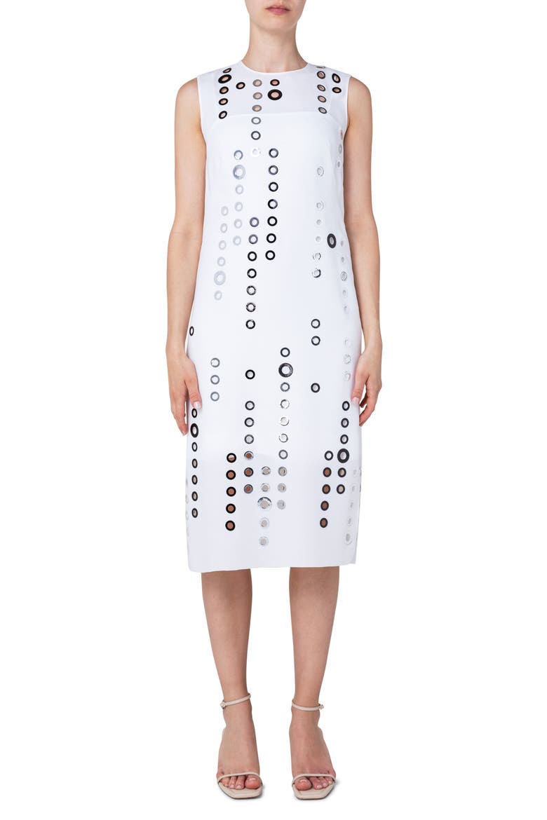 Circle Cutout Midi Dress, Alternate, color, CREAM-SILVER