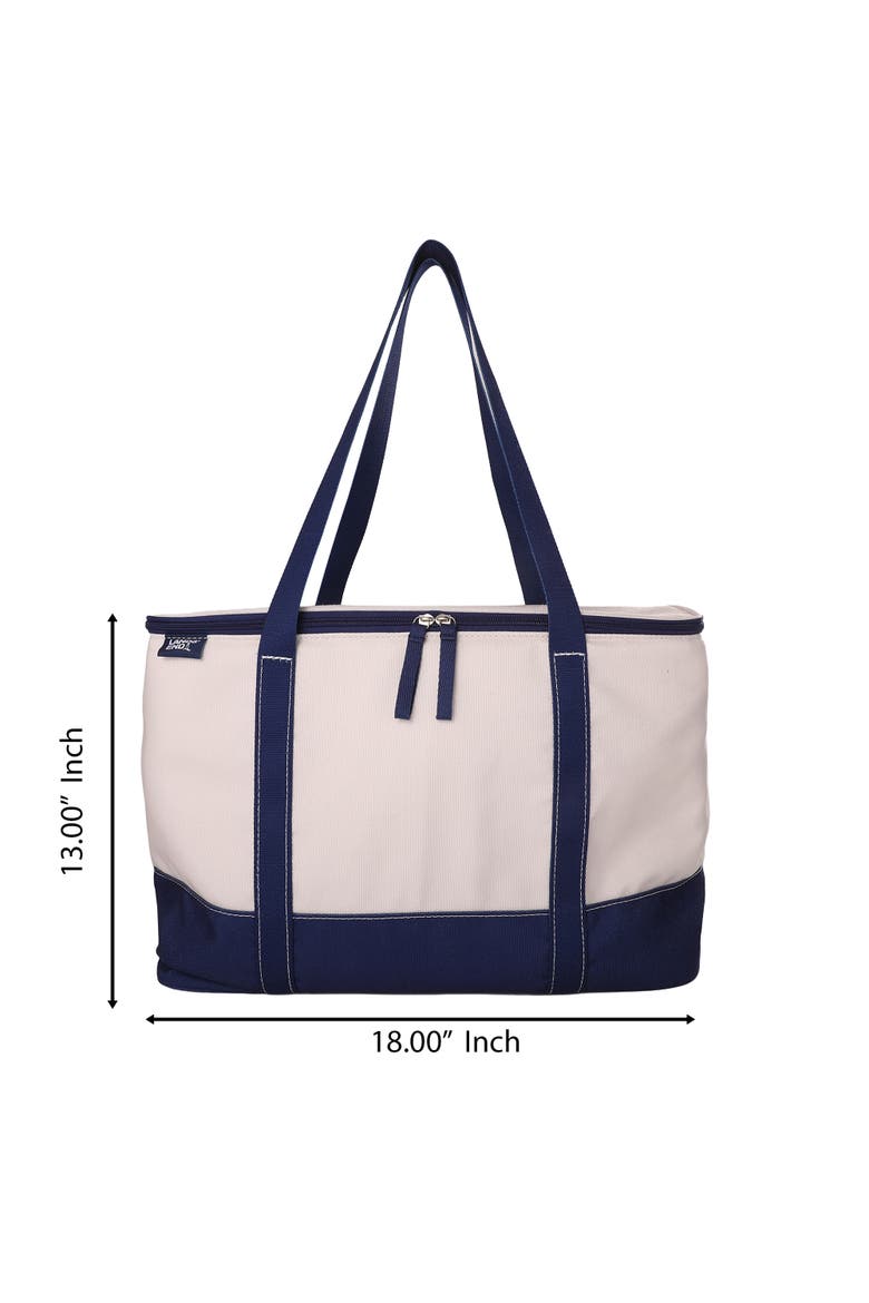 Rectangular Large Cooler Bag Insulated 8 Gal, Canvas Soft Cooler with Tote Handles and Zip Closure, Alternate, color, Navy