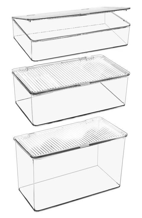 Set of 3 Hinged Lid Storage Bins