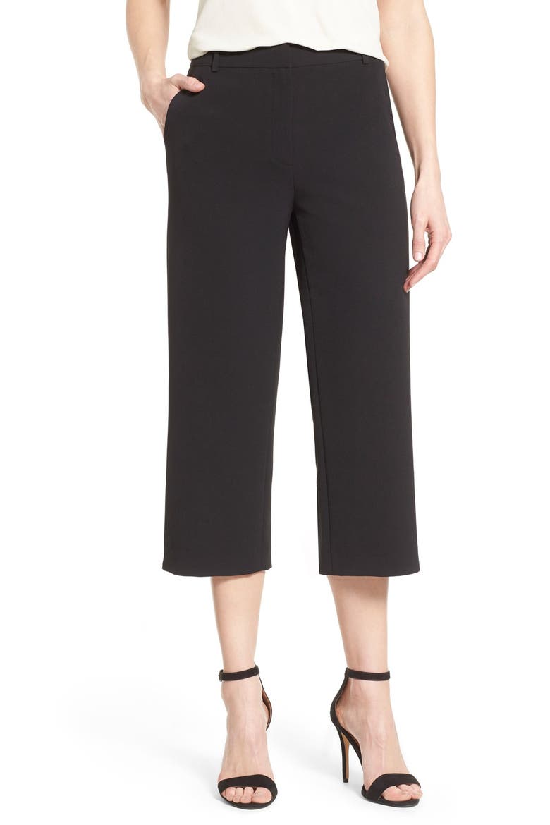 Wide Leg Crop Pants, Main, color, BLACK